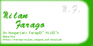 milan farago business card