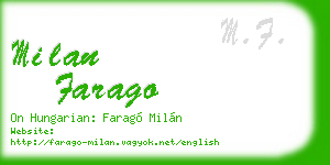 milan farago business card